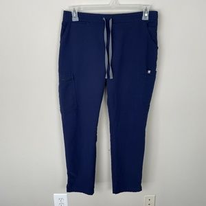 FIGS Yola Skinny Scrub Pants Women's Size Medium Elastic Waist Navy Blue